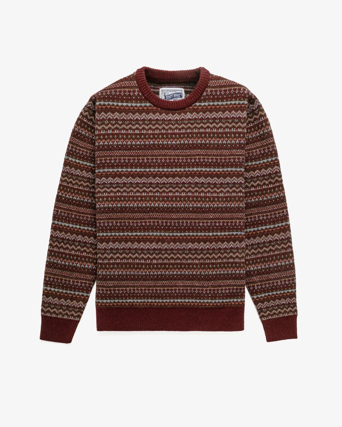 Schott NYC SW2460 genser blå fair isle ull