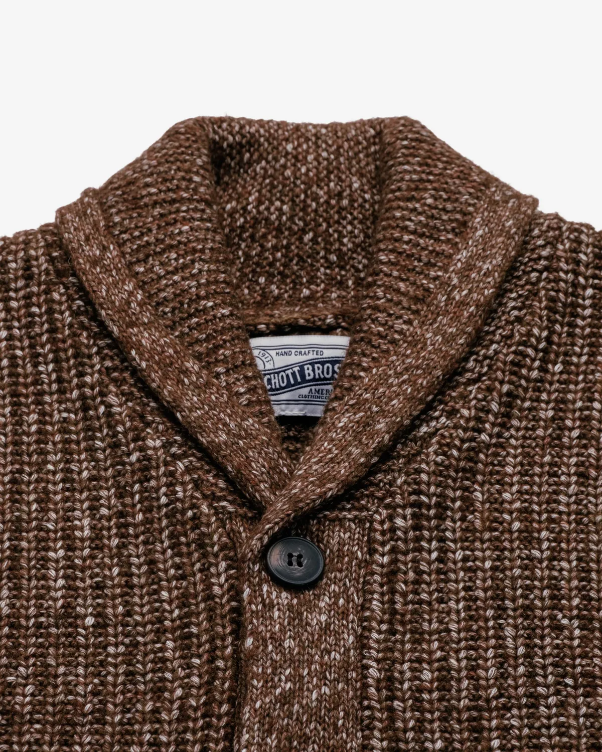 Schott NYC SW2135 cardigan yak brun sjalhals