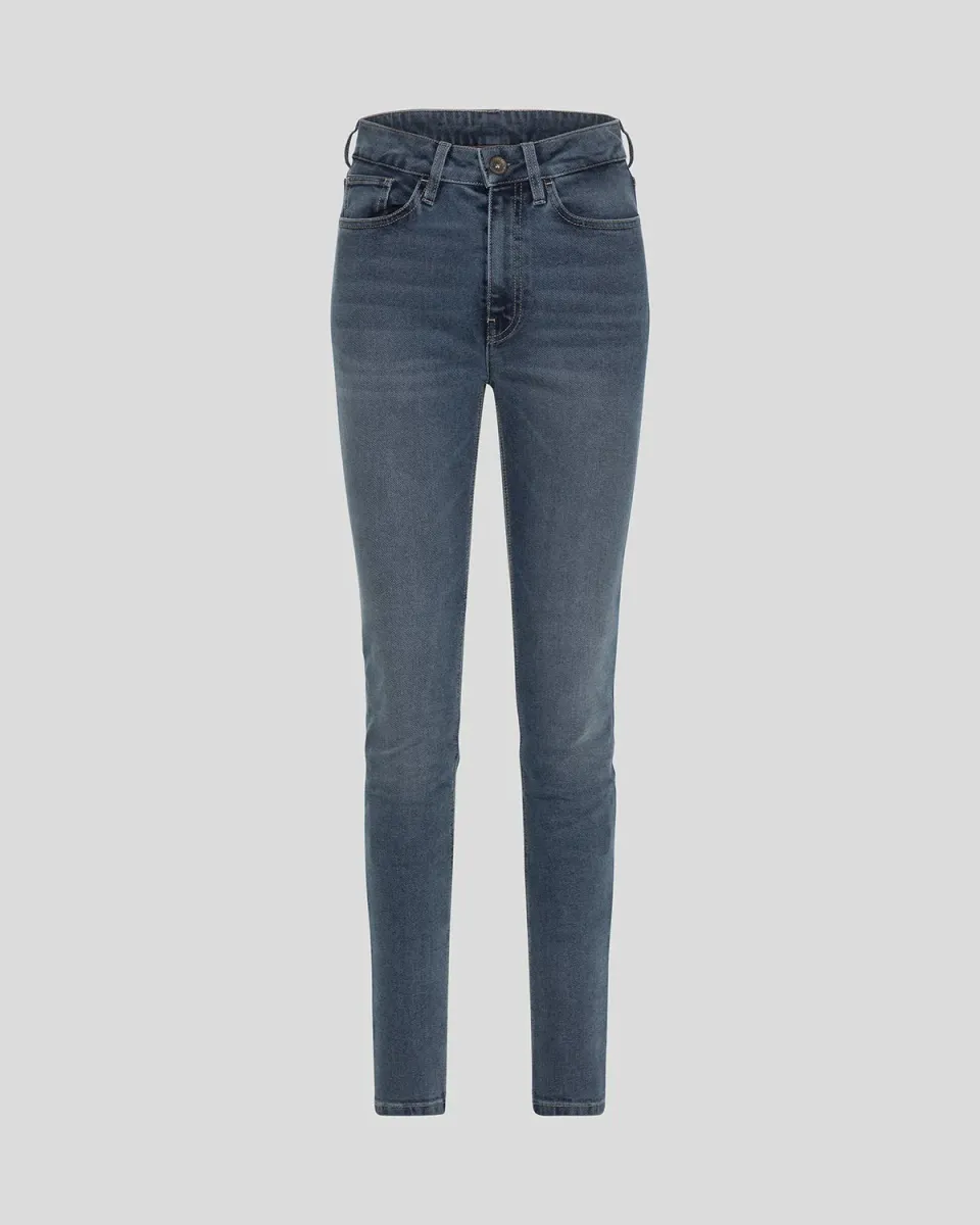 Rokkertech High Waist AA motorsykkeljeans blå stretch dame