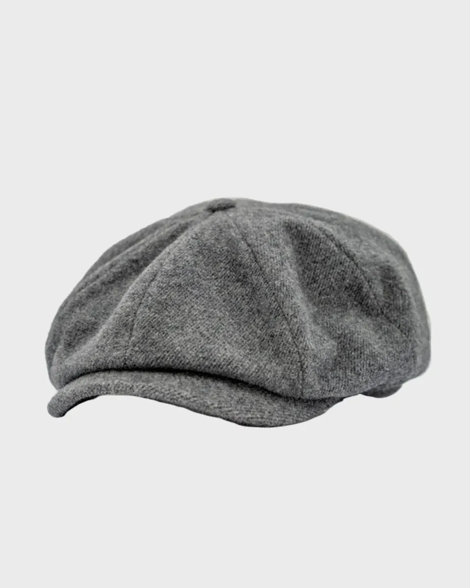Rokker Schiebermütze flatcap grå ull S
