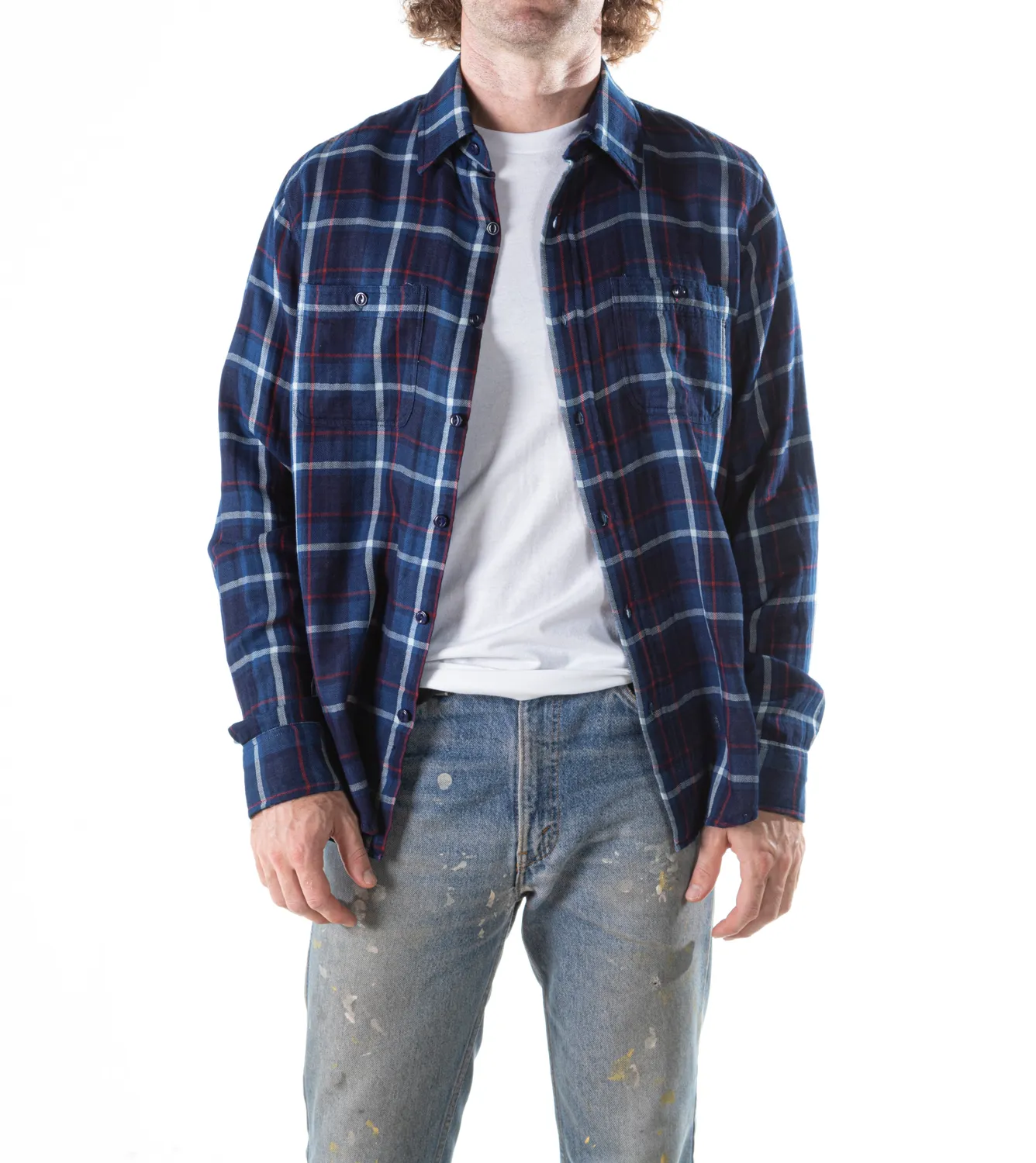 Schott NYC SH2309 arbeidsskjorte navy rutete bomull
