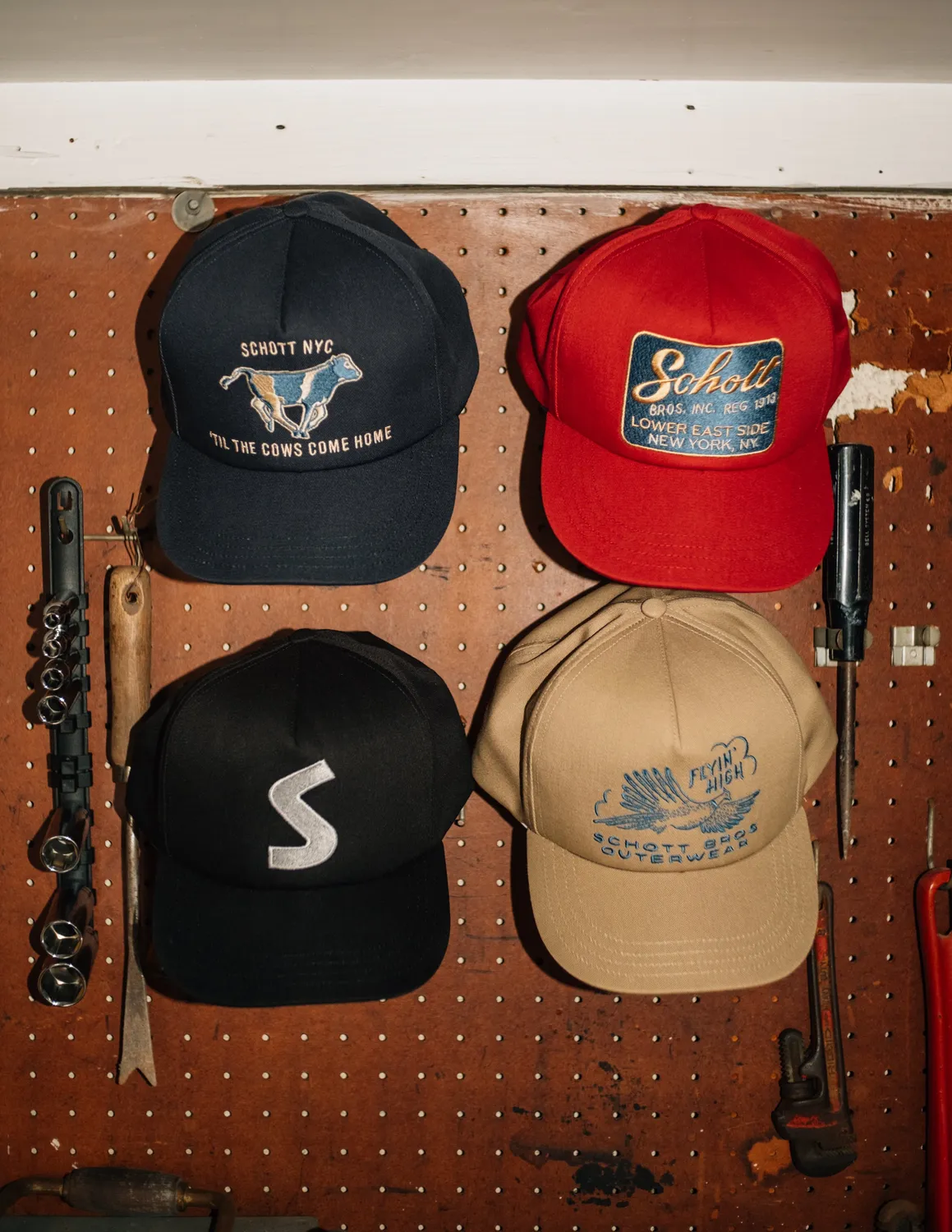 Schott NYC HCOW caps Navy brodert ku