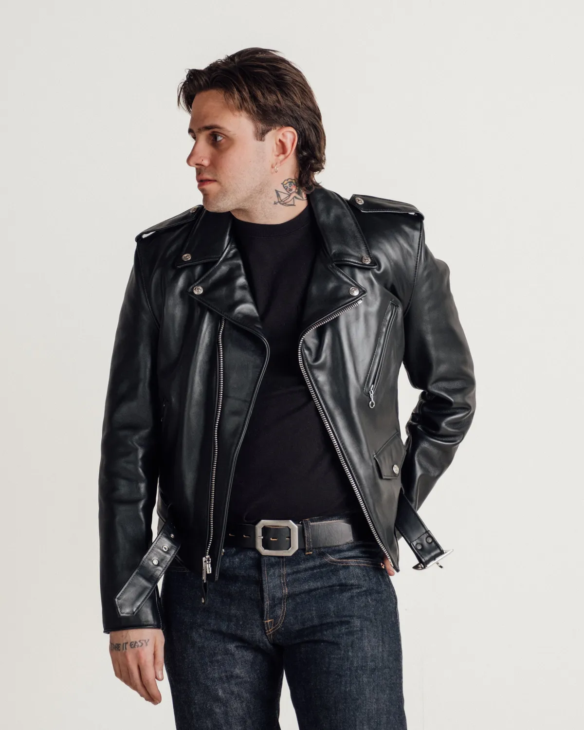Schott NYC Perfecto 618 skinnjakke svart – steerhide