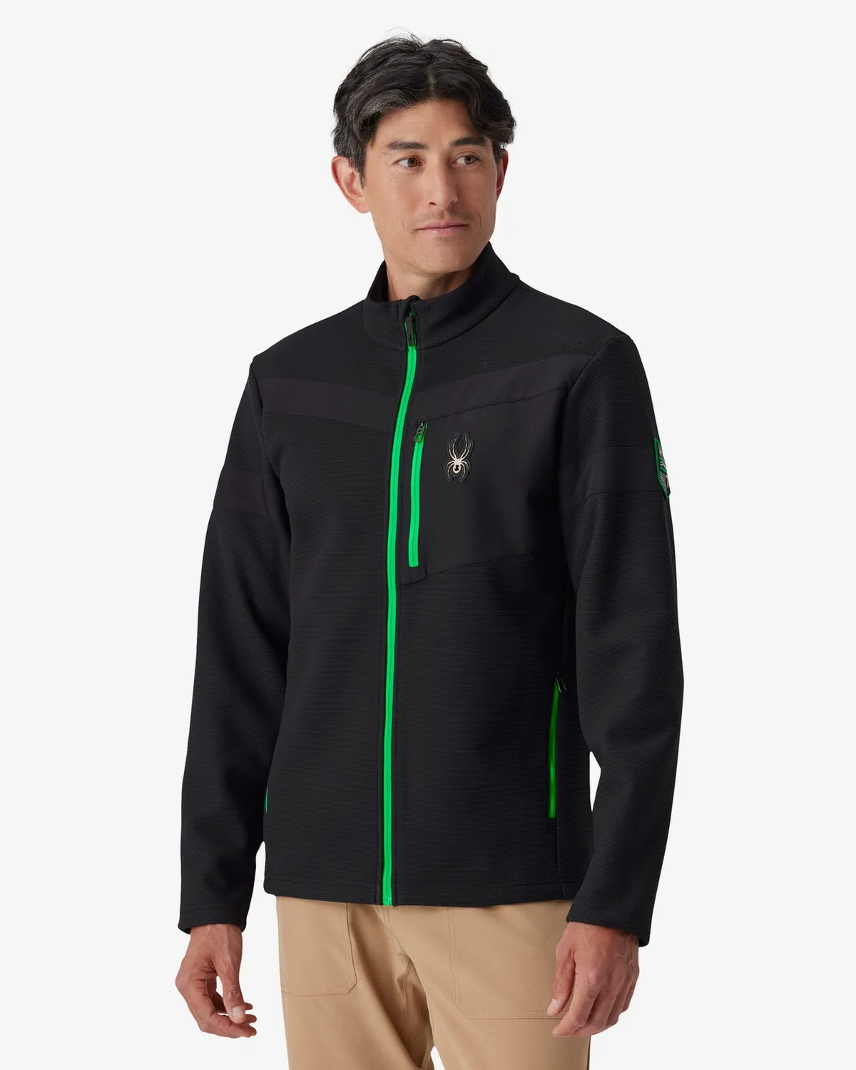 Spyder Wengen Sweater Fleece jakke Black Melange vindtett