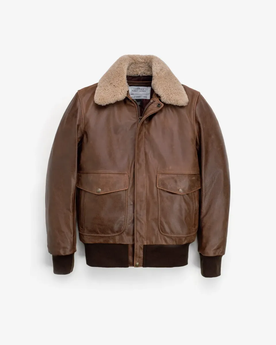 Schott NYC 594 bomberjakke skinn brun slitesterk