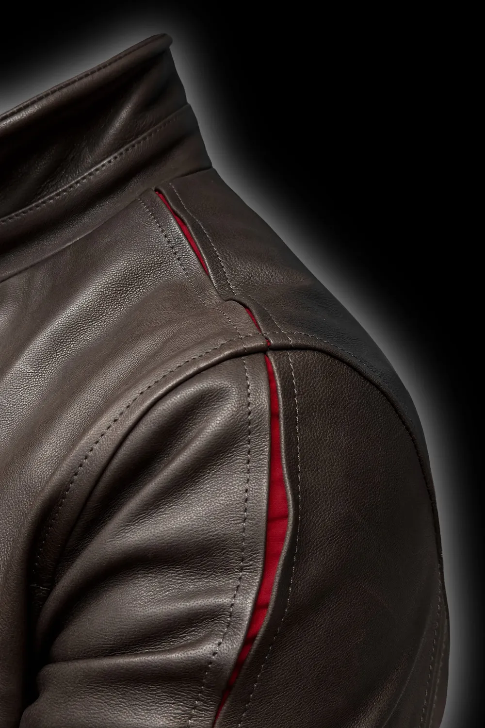Matchless Brighton skinnjakke brown/red elastoseam