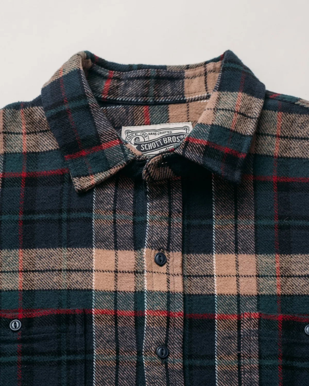 Schott NYC SH2535 flanellskjorte Root Beer bomull
