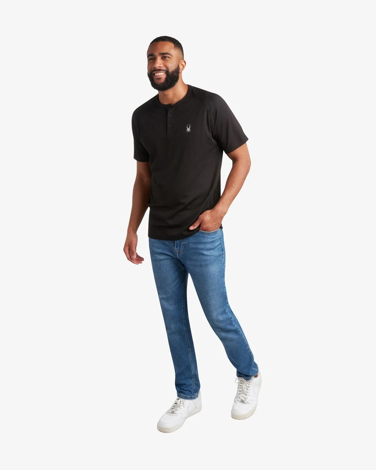 Spyder Short Sleeve Henley t-skjorte Sort UPF 30+