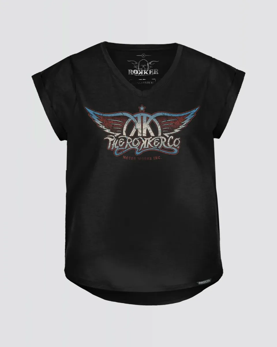 Rokker Smith T-skjorte dame svart jersey 180g