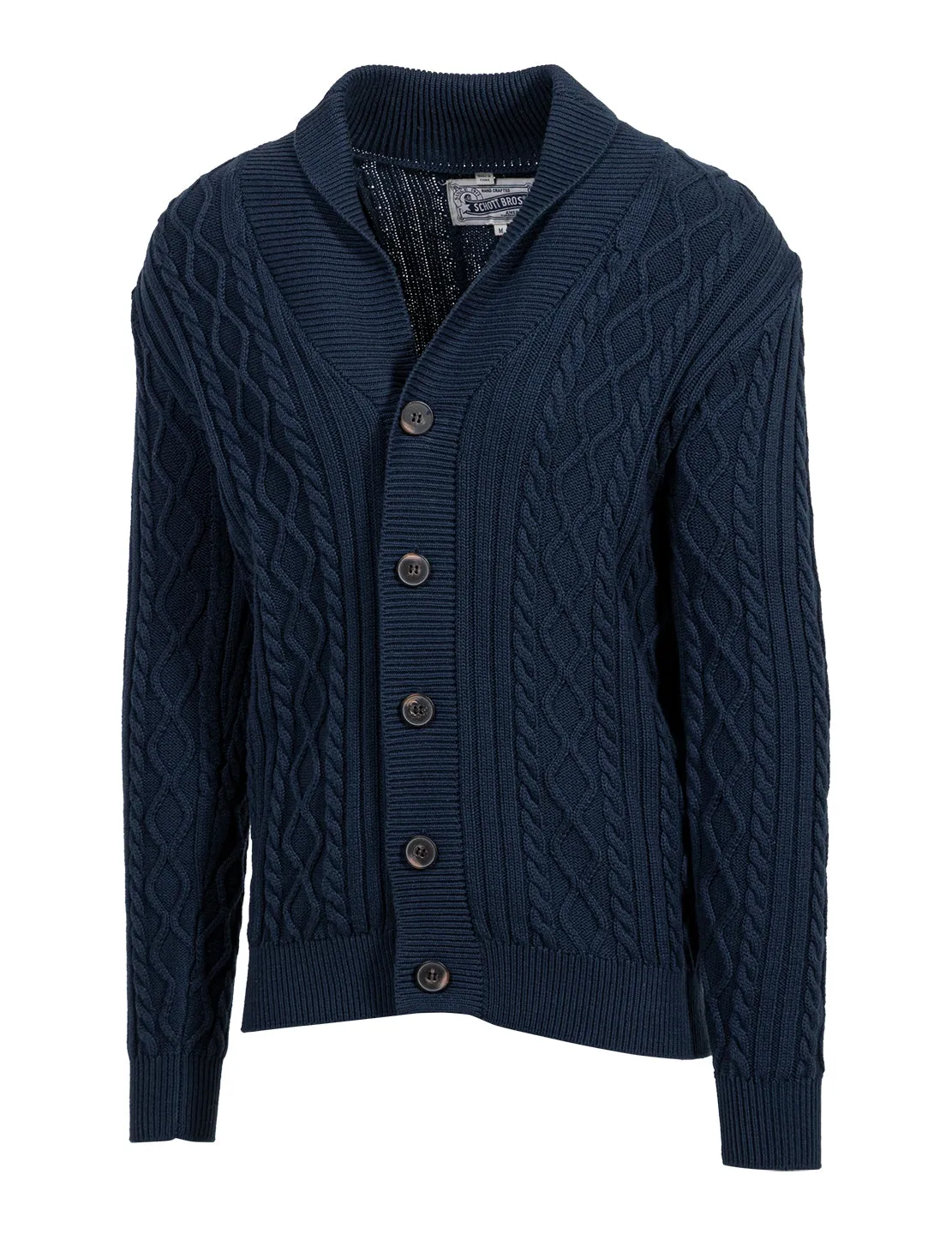 Schott NYC SW2307 cardigan whiskey kabelstrikk sjalskrage