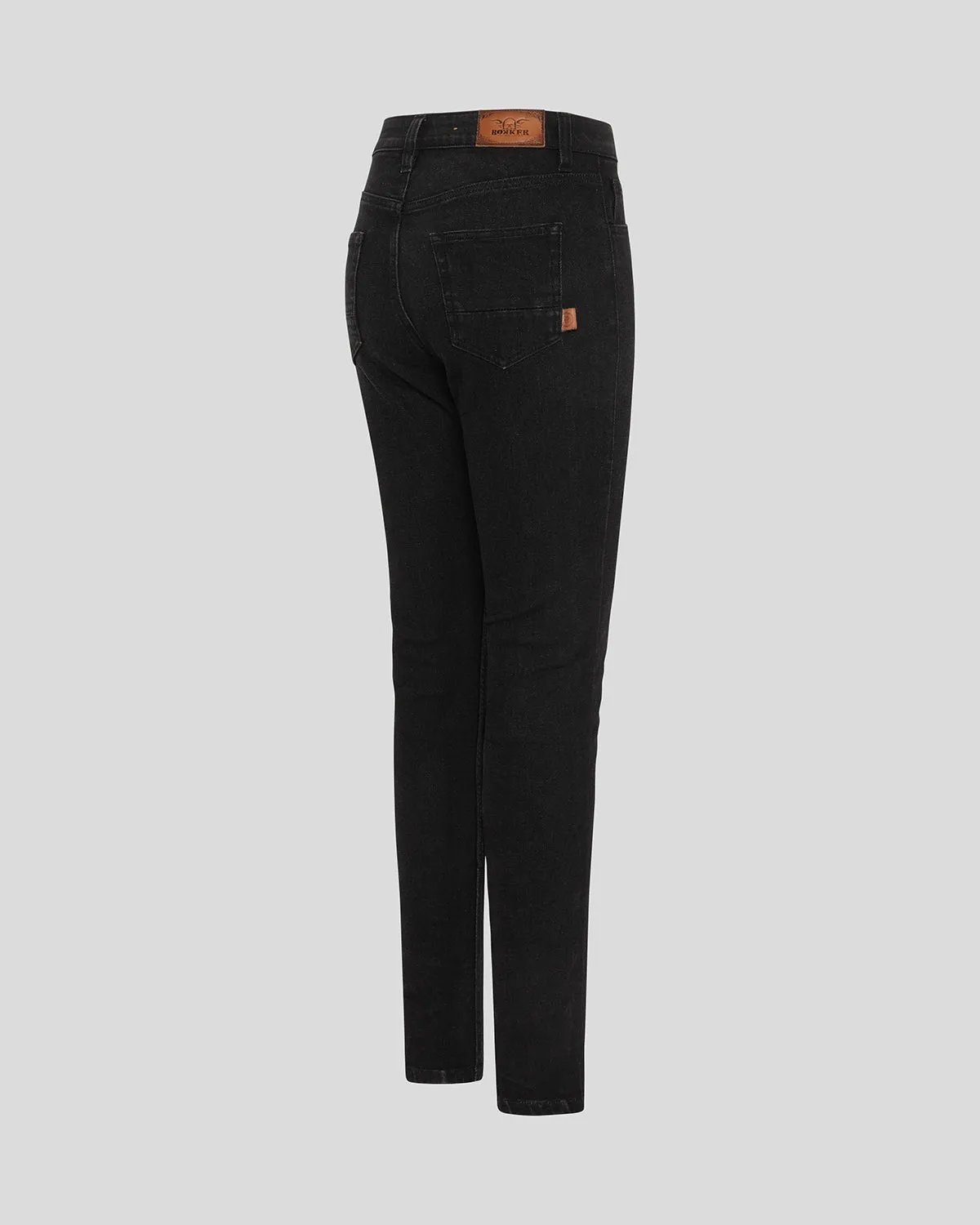 Rokker ROKKERTECH High Waist motorsykkeljeans sort singel-lag