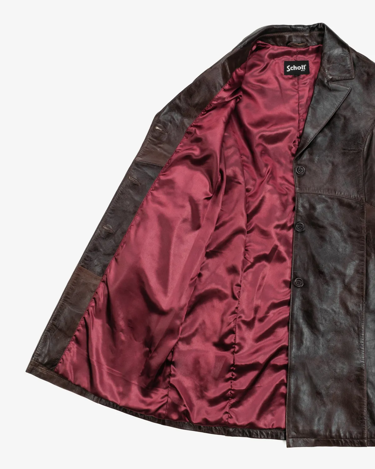 Schott NYC 2545W trenchcoat skinn svart tettsittende