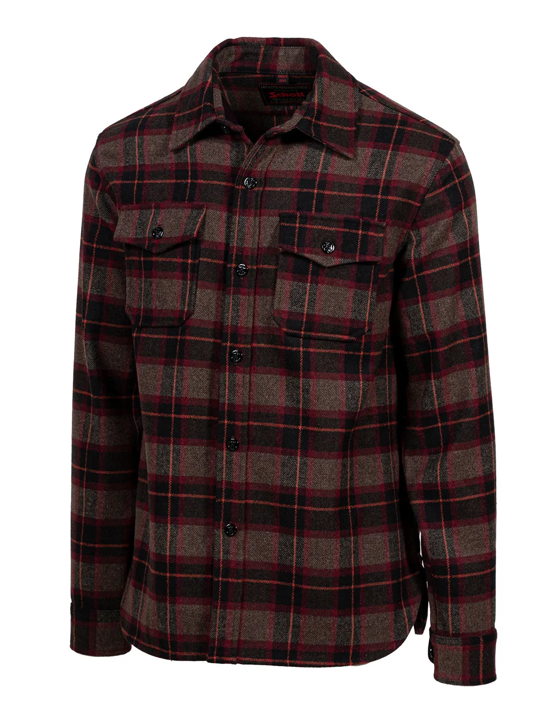 Schott NYC 7310P CPO-skjorte Brown ullblanding
