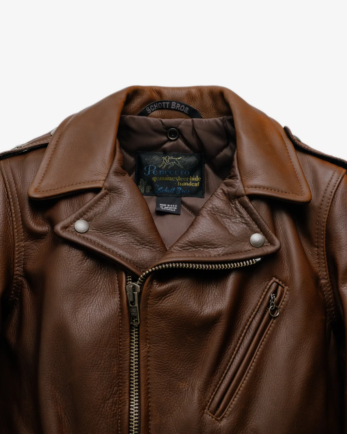 Schott NYC Perfecto 519 skinnjakke svart anilin-kuskinn