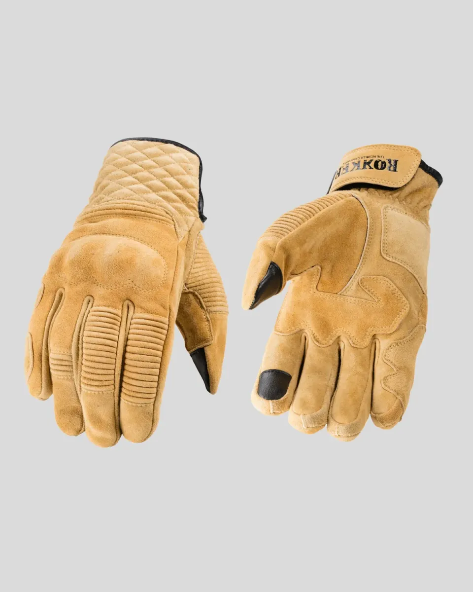 Rokker Tucson Rough motorsykkelhansker beige CE-godkjent