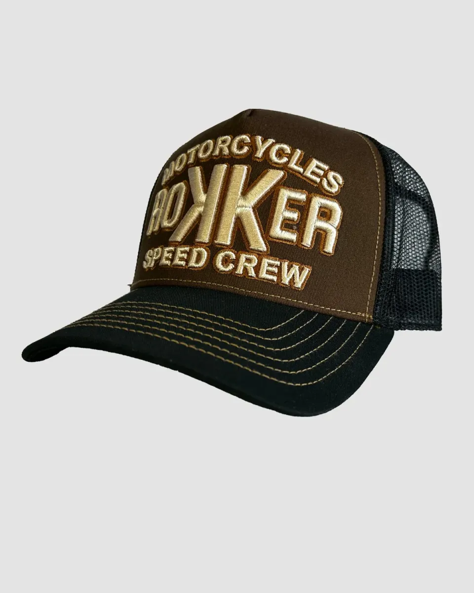 Rokker Speed Crew II truckercaps brun svart bomull