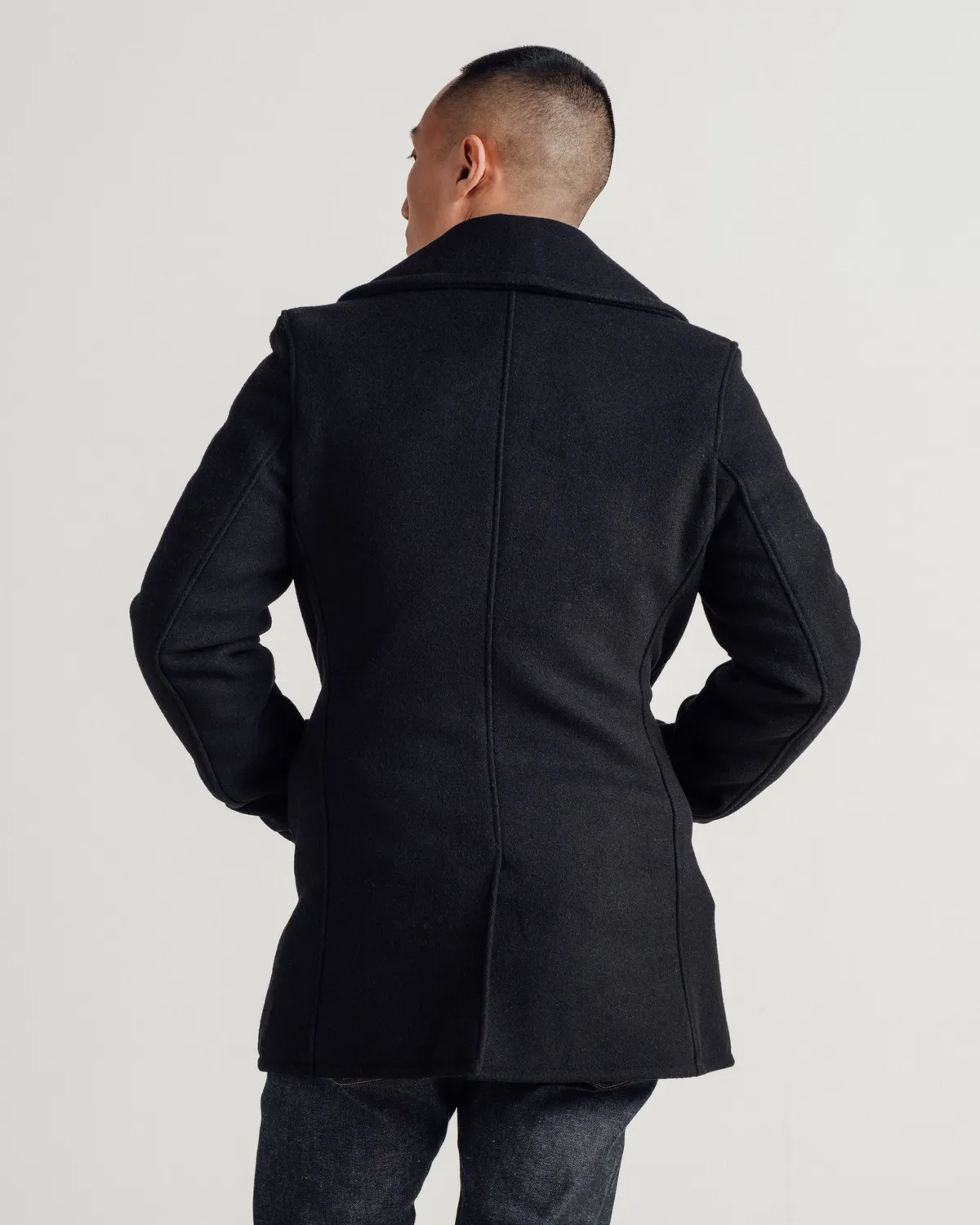 Schott NYC 764 peacoat ullkåpe svart 28oz