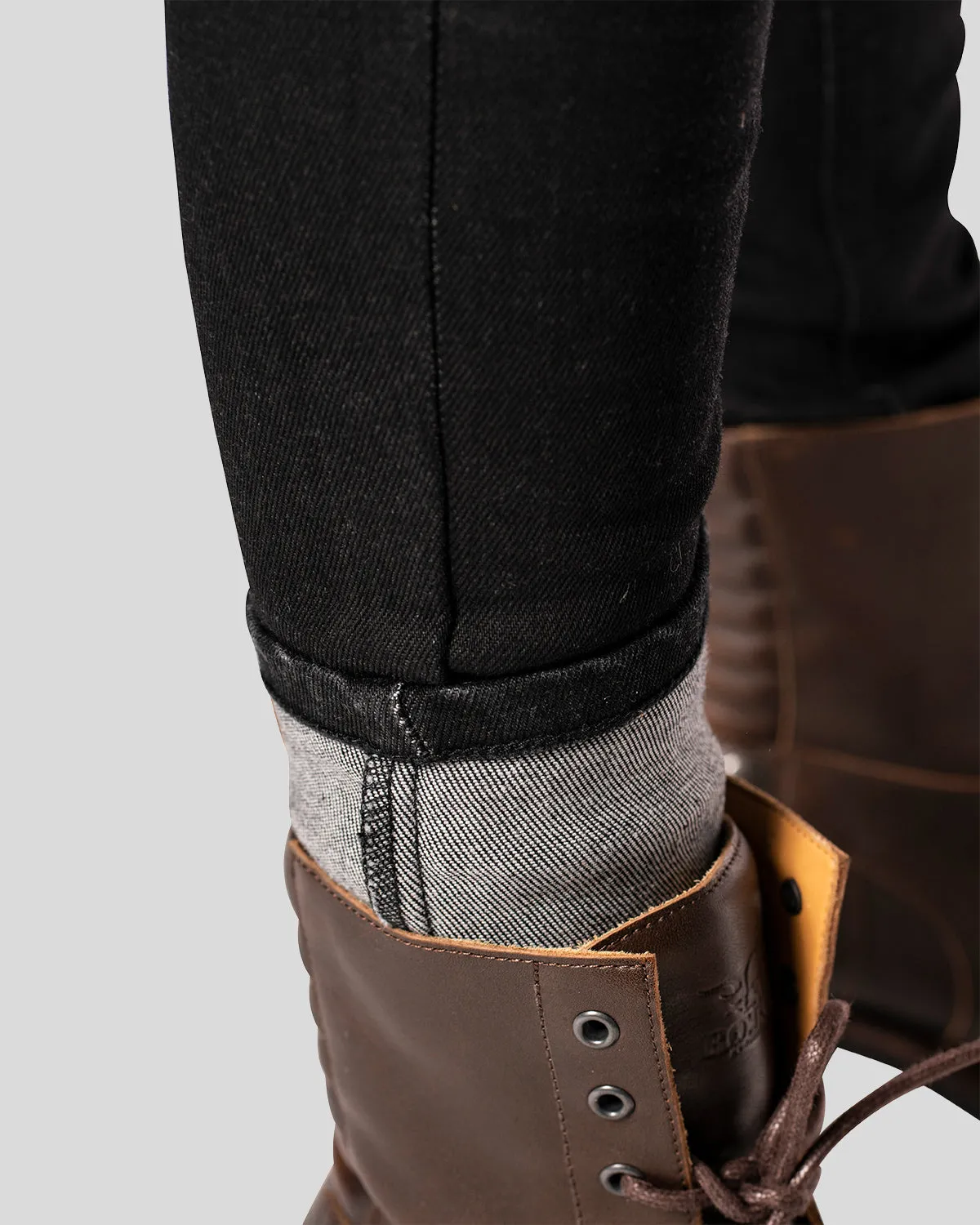 Rokker ROKKERTECH High Waist motorsykkeljeans sort singel-lag