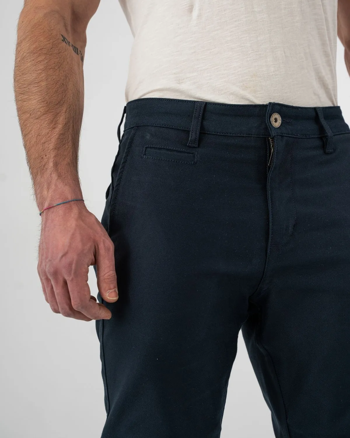 Rokker Chino Navy motorsykkelbukse blå W32 L32