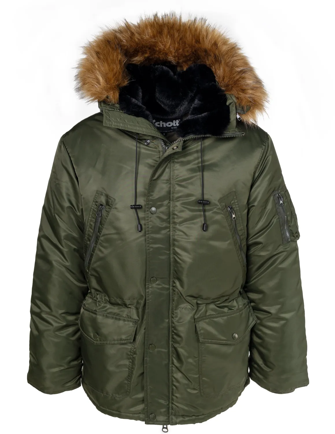 Schott NYC 9238 N-3B vinterjakke svart – nylon