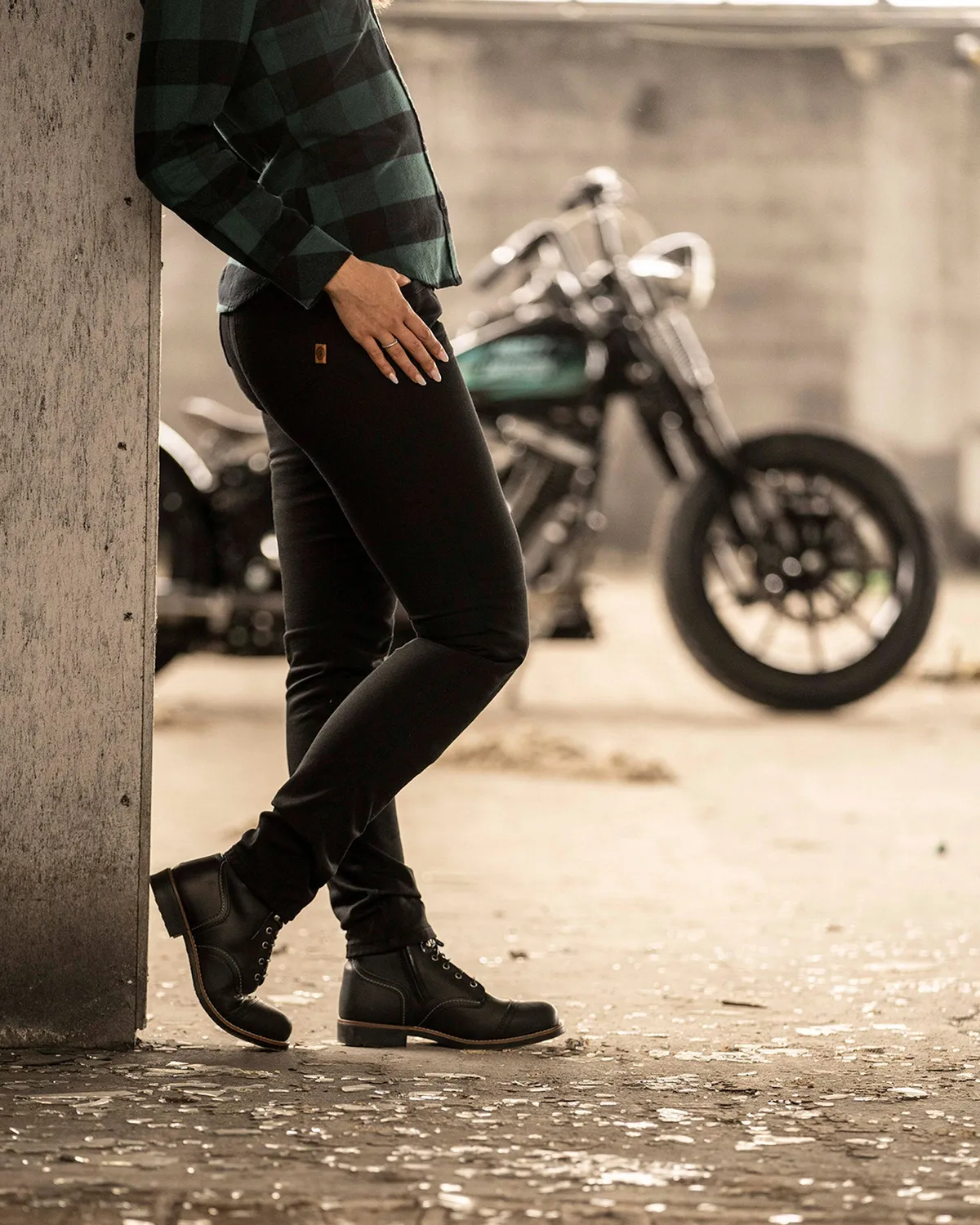 Rokker Sky MC-jeans dame svart AA slim-fit