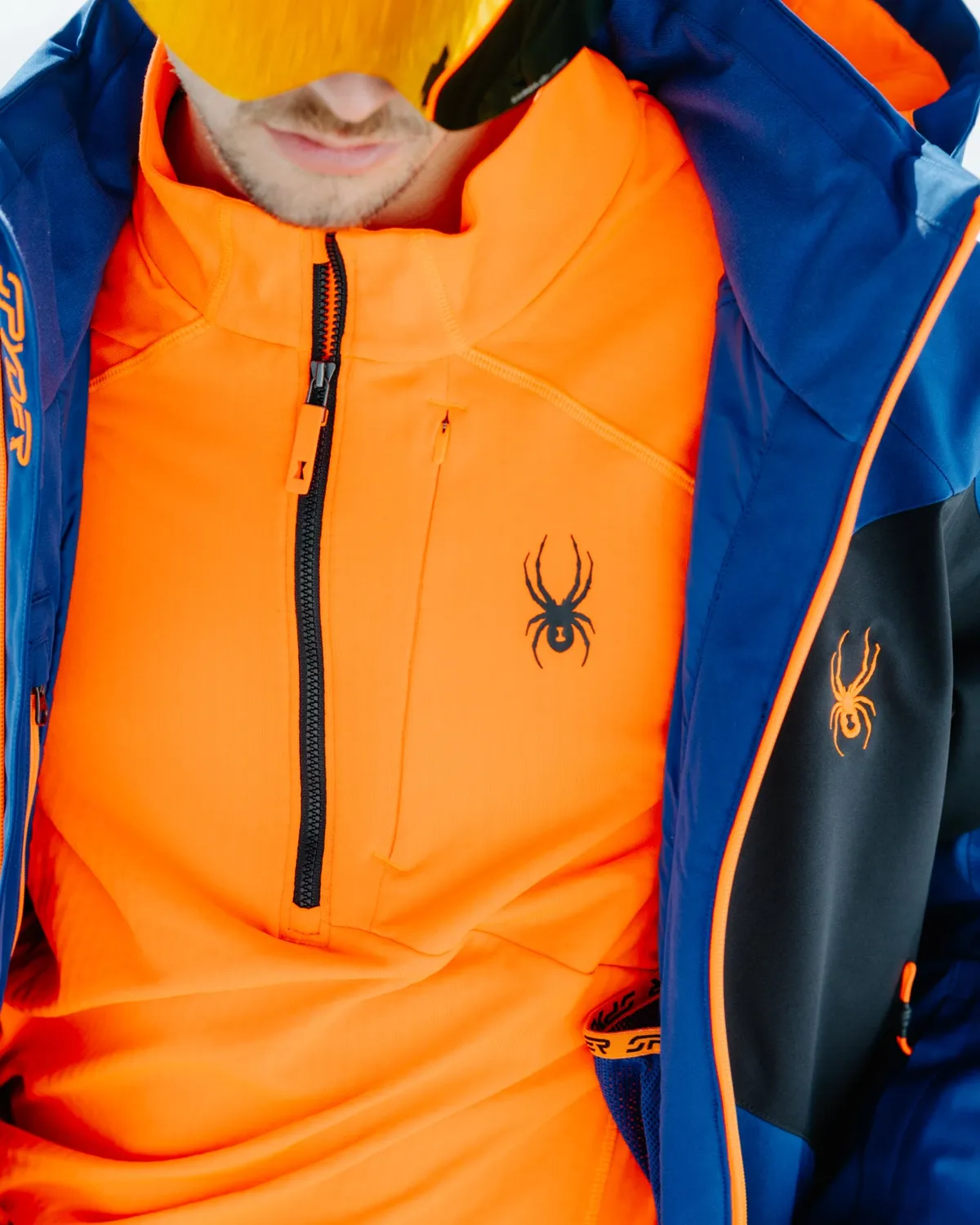 Spyder Gridweb half-zip fleecegenser fusion orange pustende