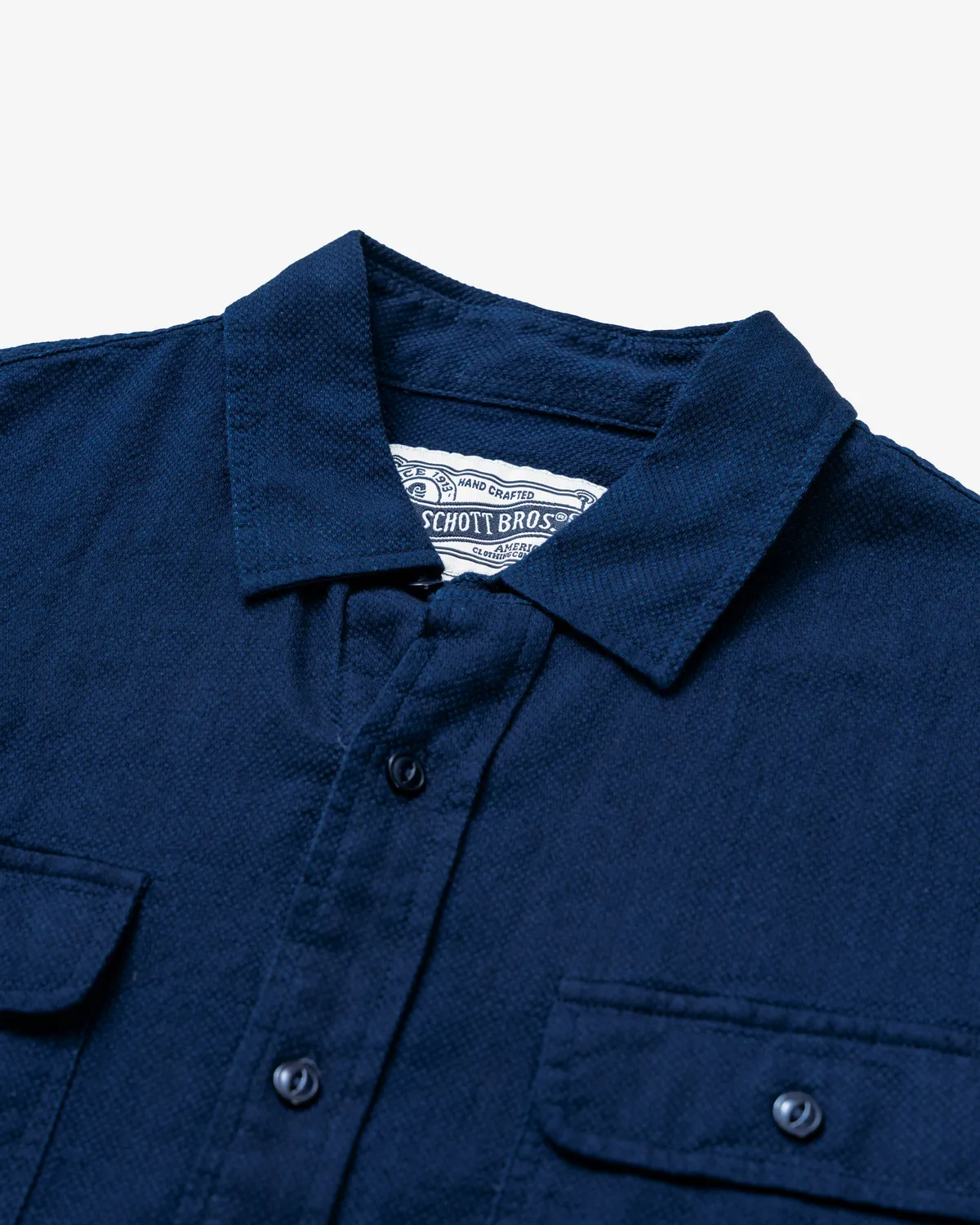 Schott NYC SH2308 indigoskjorte basketweave