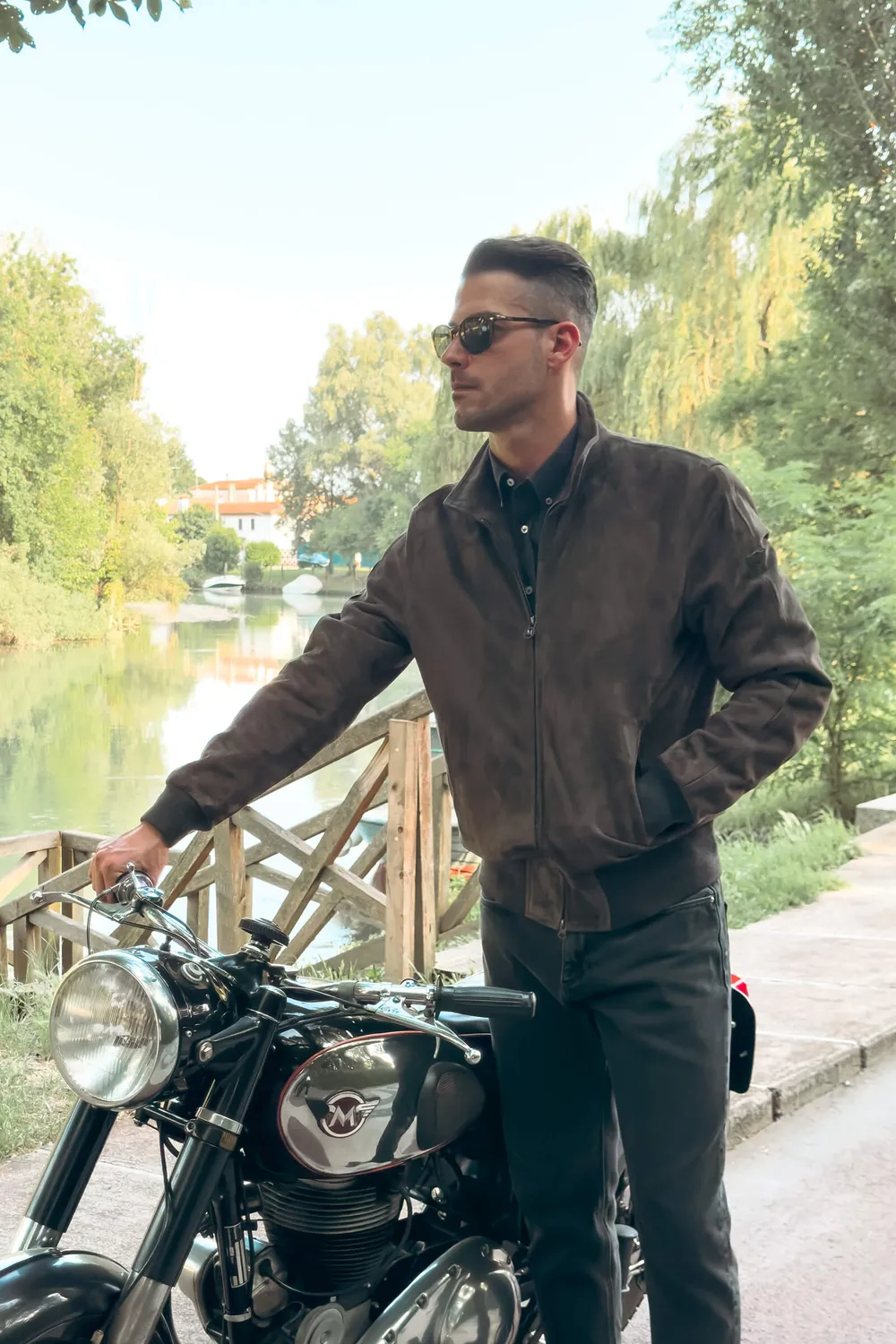 Matchless Craig semsket jakke deep grey bomber