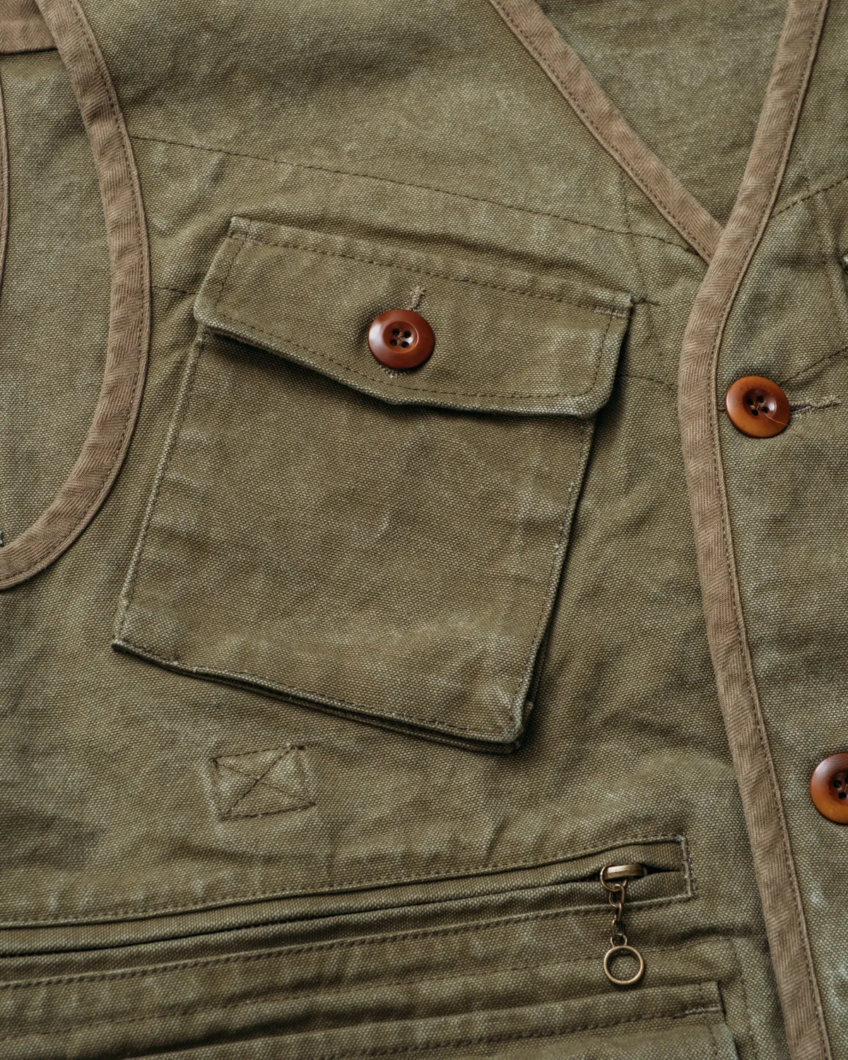 Schott NYC 8530V vest oliven canvas 5 lommer