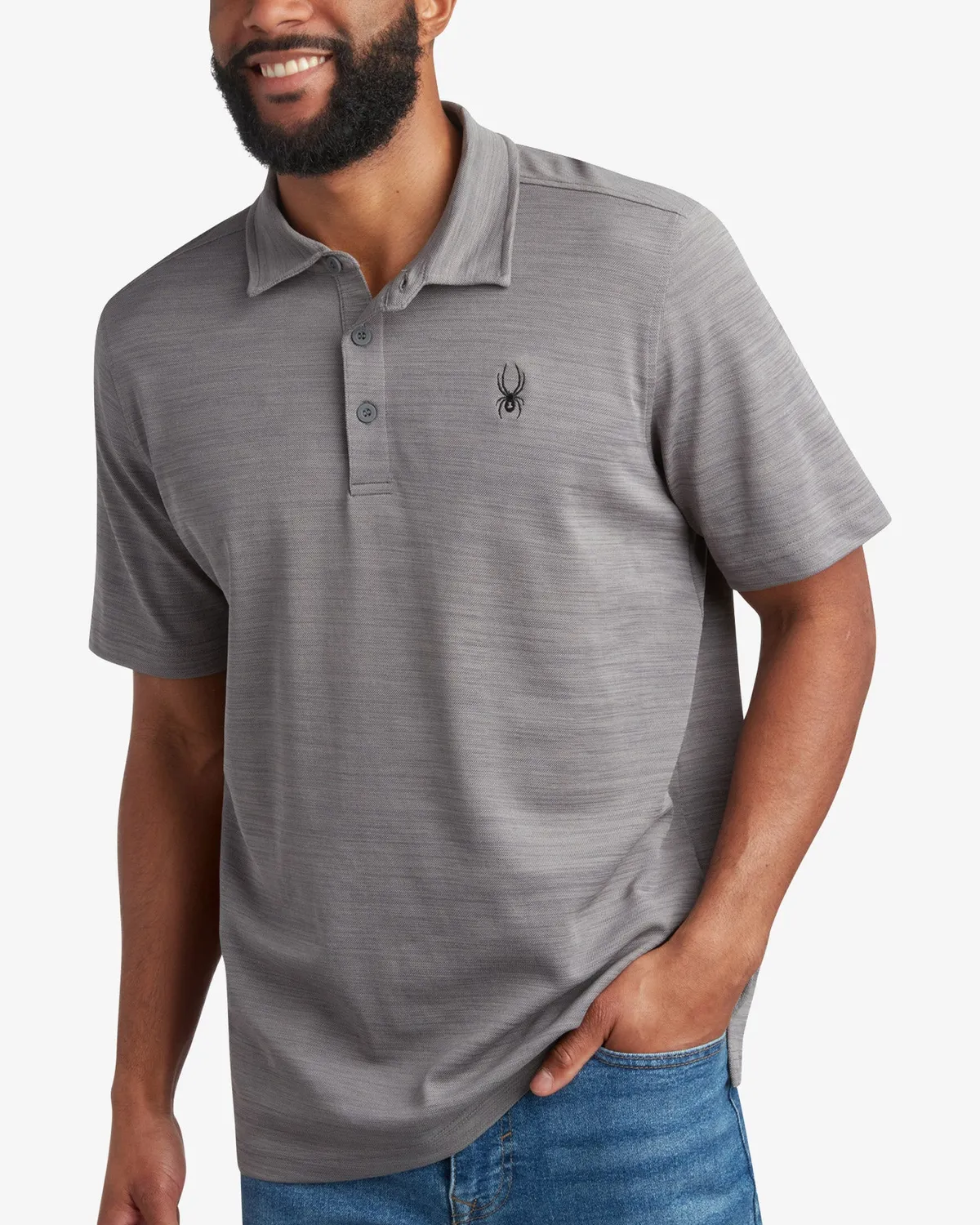 Spyder Tech polo herre heather gray UPF30