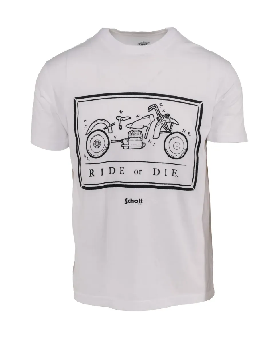 Schott NYC TRDIE t-skjorte hvit M mellomvekt
