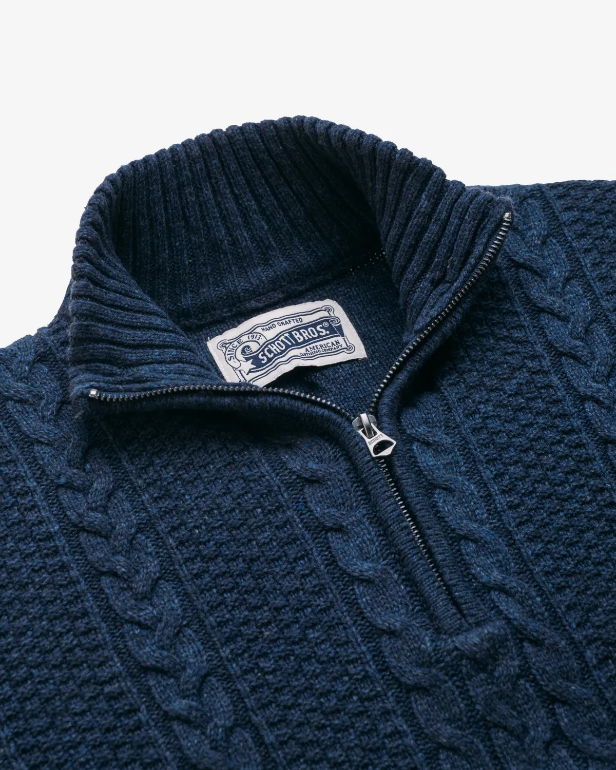 Schott NYC SW2620 genser Navy – ullmiks med glidelås