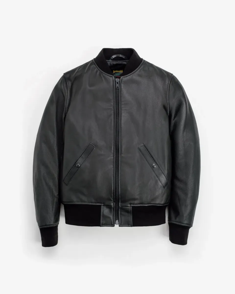 Schott NYC 237 skinnjakke svart MA-1 vokset kuskinn