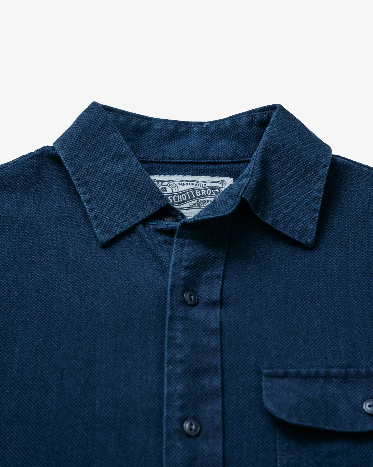 Schott NYC SS2308 arbeidsskjorte basketweave indigo