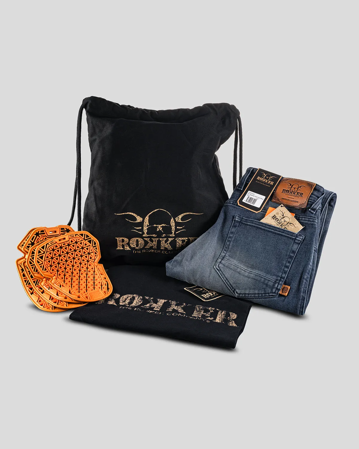 Rokker Rokkertech MC-jeans dame mørkeblå high-waist