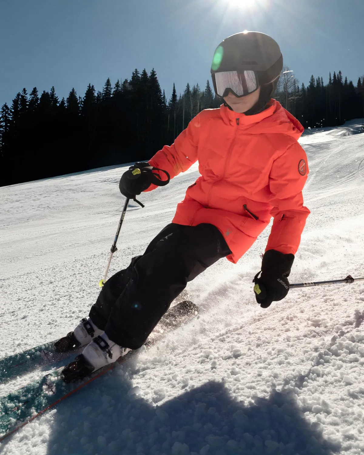 Spyder Zadie skijakke jente Electric Coral vanntett 10K