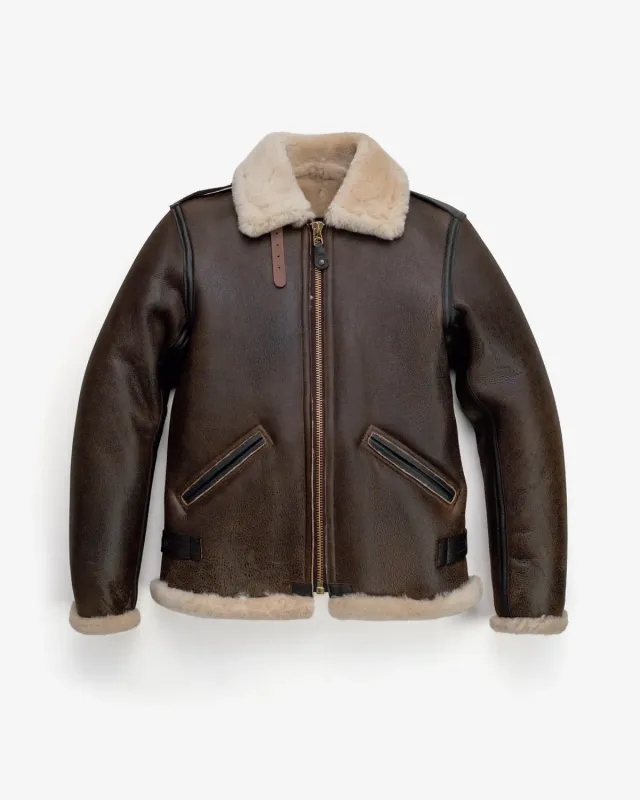 Schott NYC B-6 saueskinnsjakke flyjakke brun