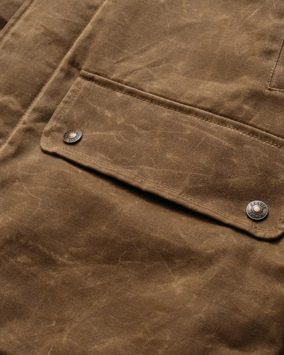 Schott NYC 8438 jakke Khaki – vokset bomull sherpa
