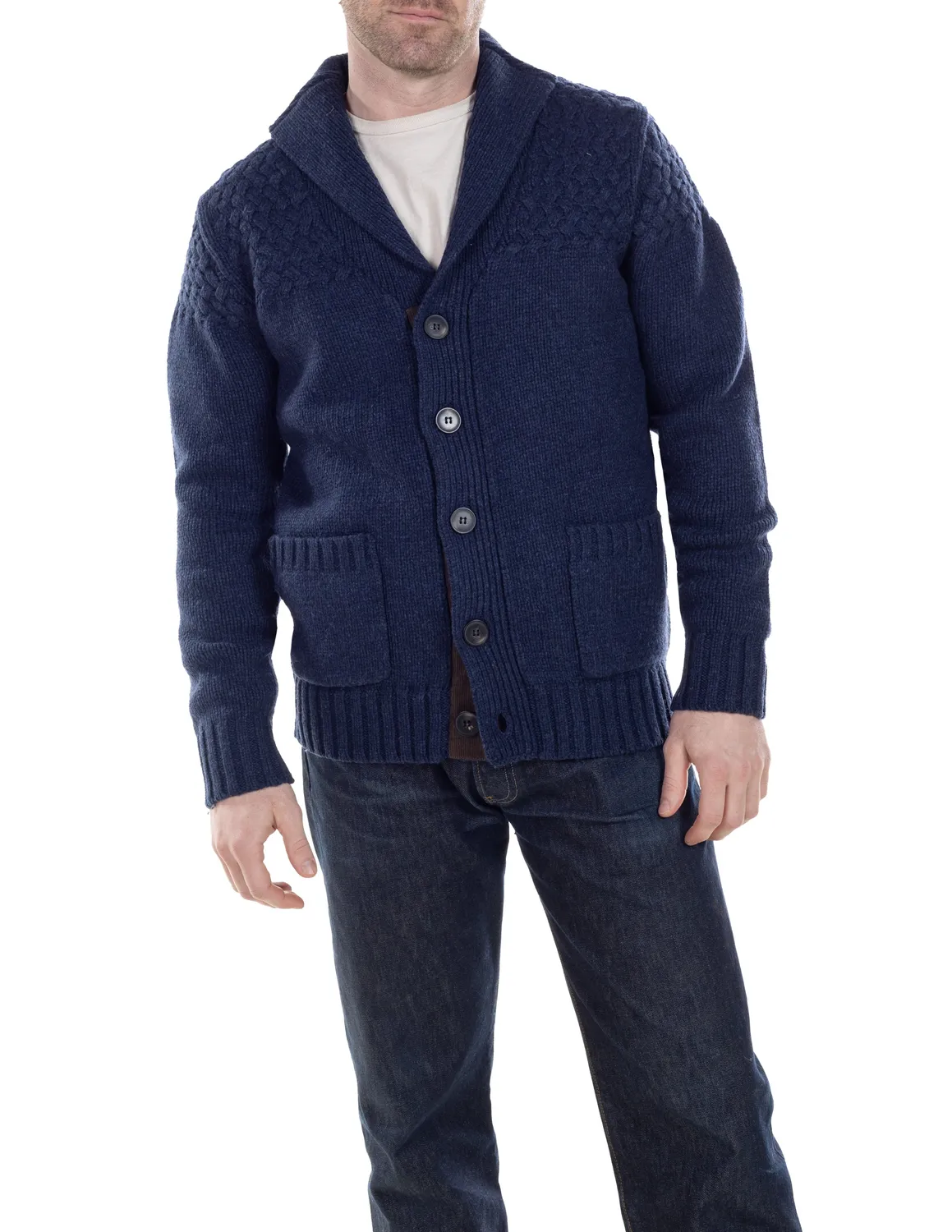 Schott NYC SW2029 cardigan gråsvart ull sjal