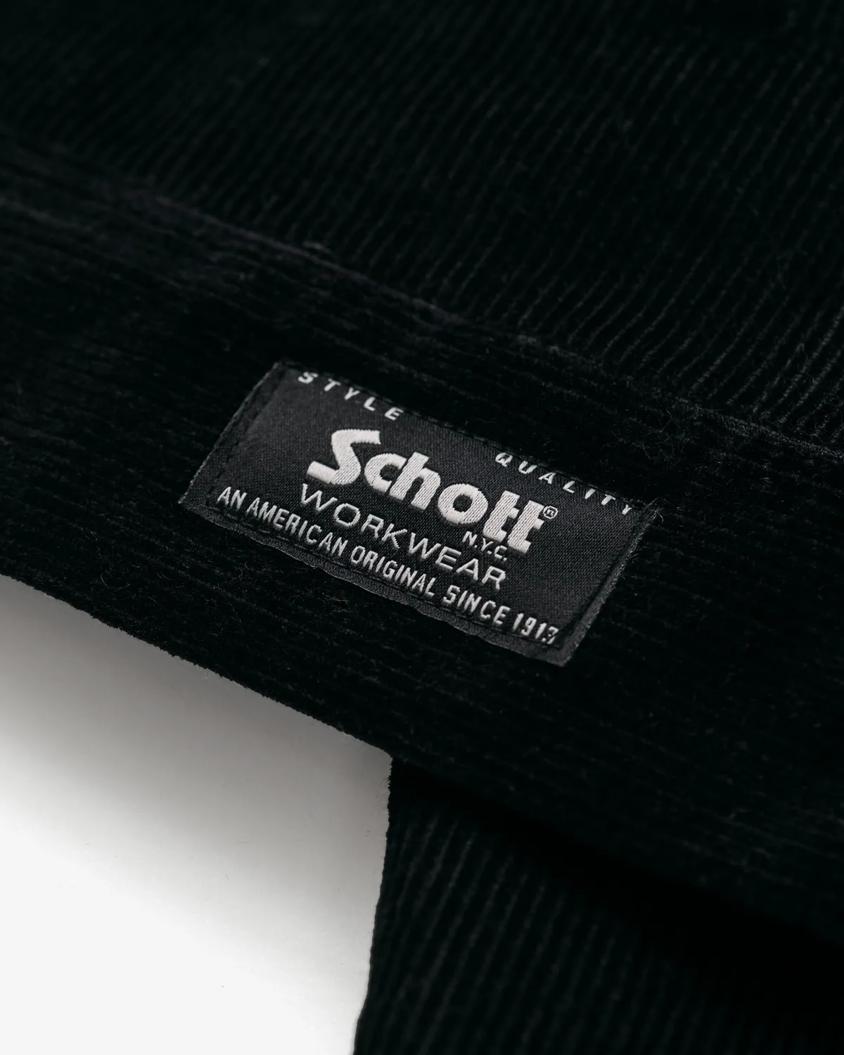 Schott NYC 8605 kordfløyelsjakke svart brodert