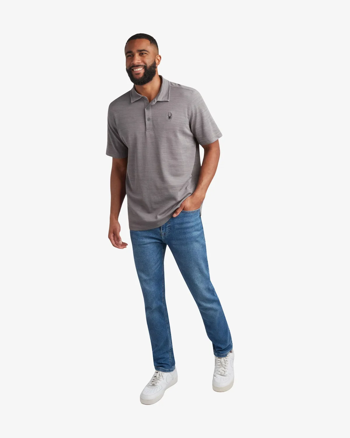 Spyder Tech polo herre heather gray UPF30