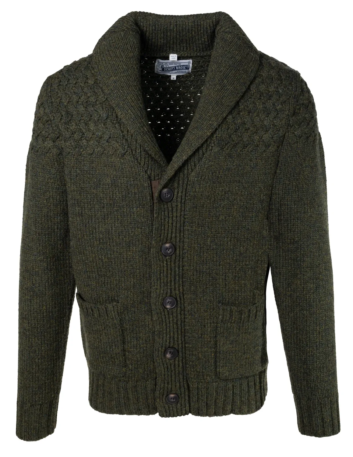 Schott NYC SW2029 cardigan gråsvart ull sjal
