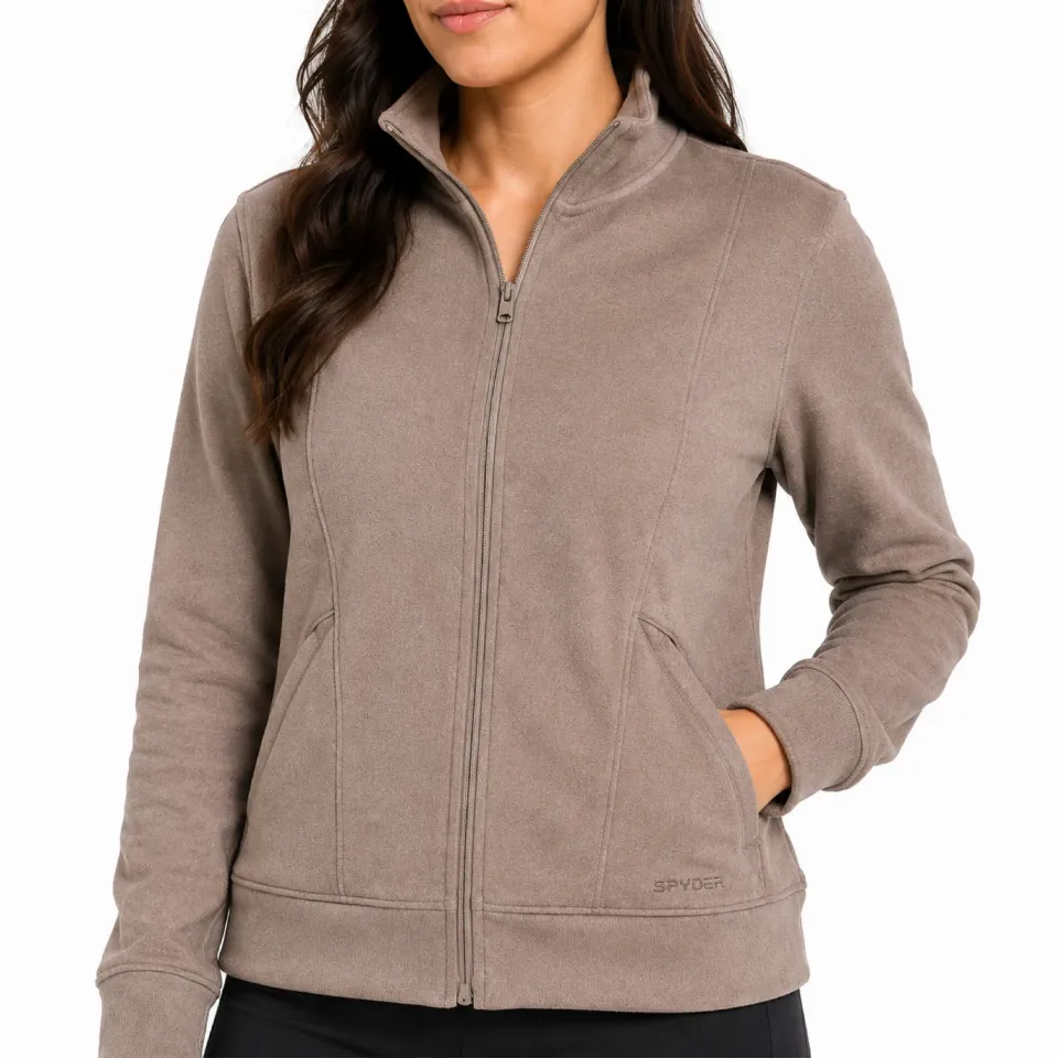Spyder Corduroy mock neck zip-up dame beige