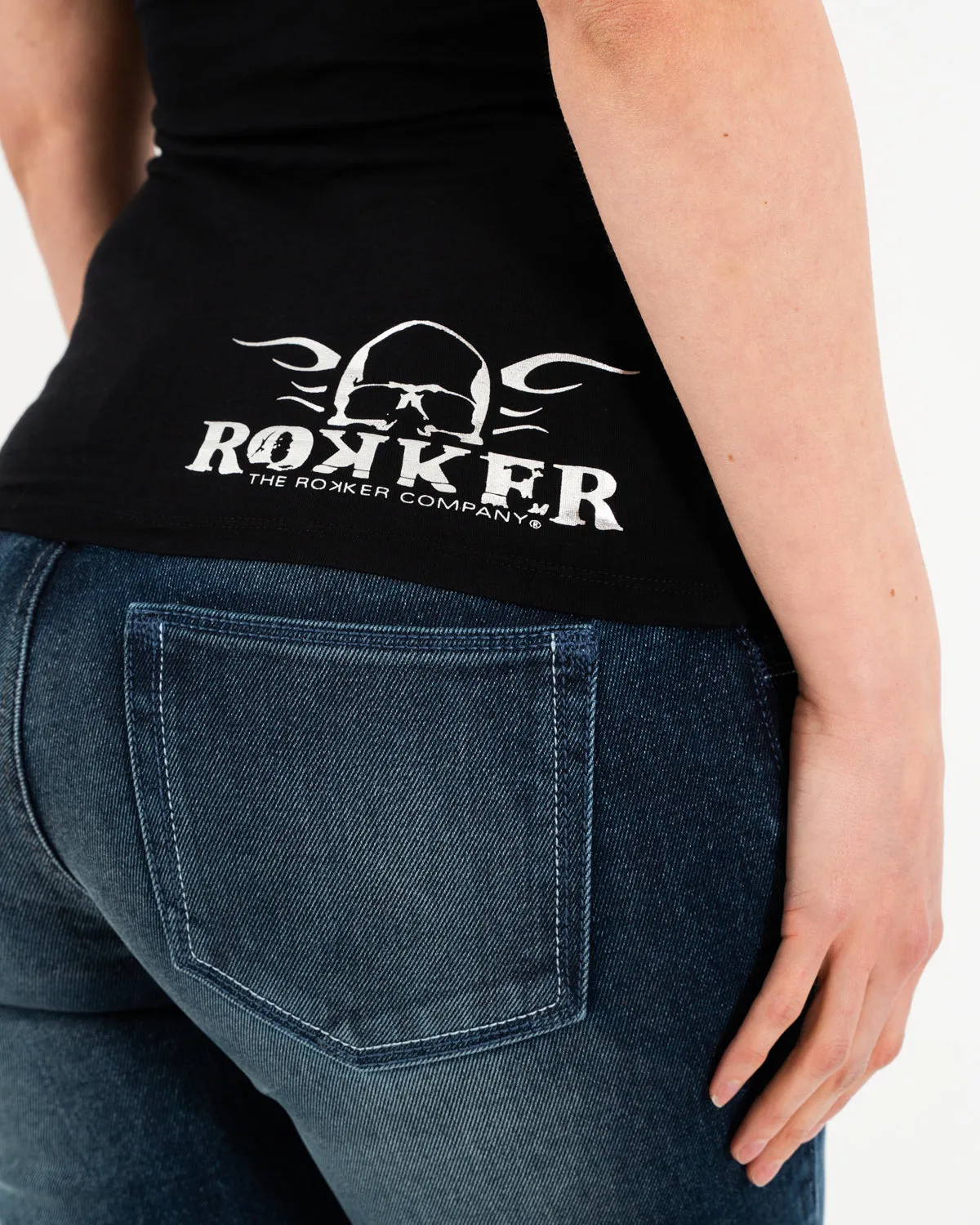 Rokker Lady Black t-skjorte dame svart stretch