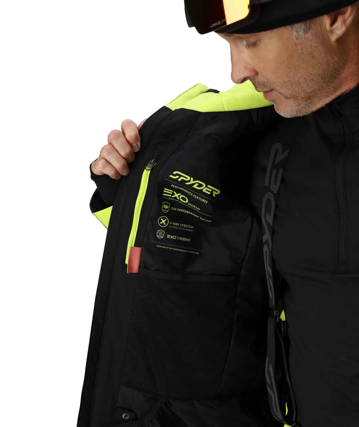 Spyder Copper skijakke Lime isolert 20K