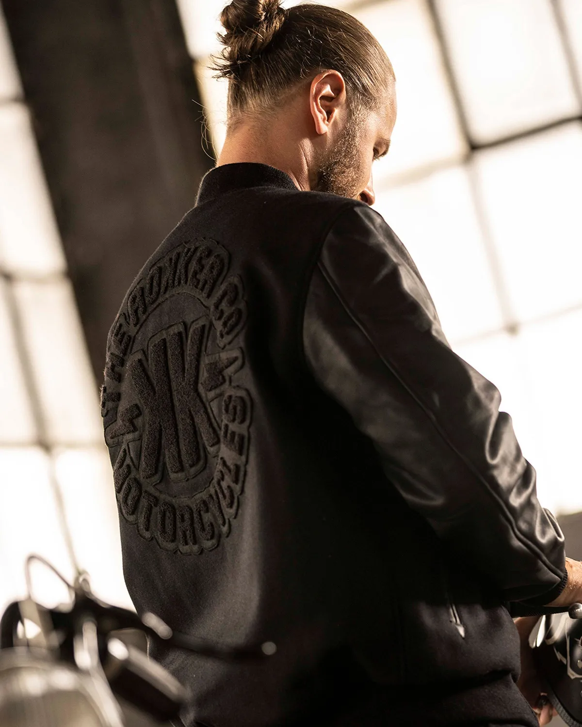 Rokker College Jacket MC-jakke svart ull
