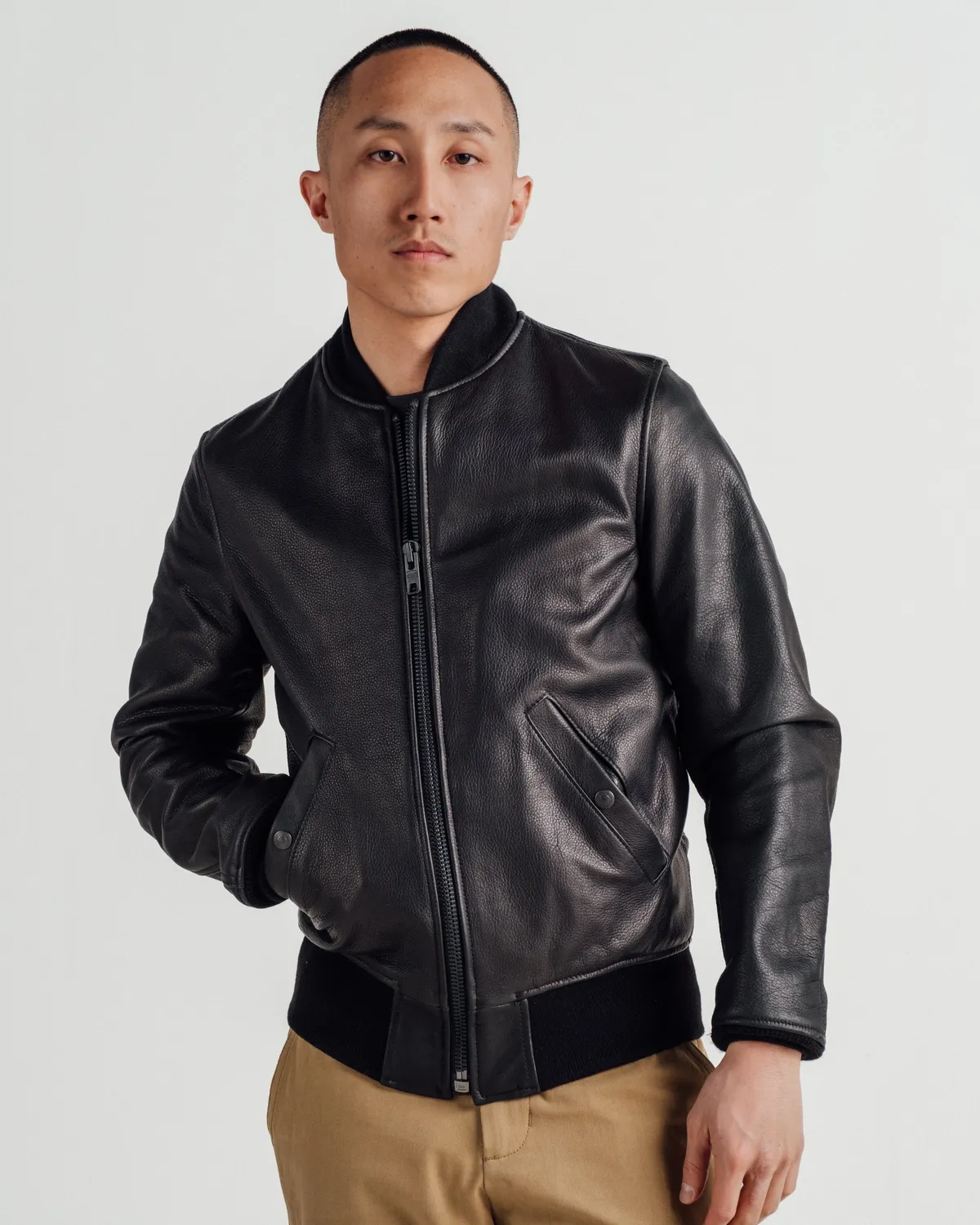 Schott NYC 237 skinnjakke svart MA-1 vokset kuskinn