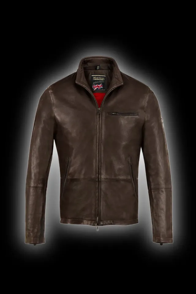 Matchless Brighton skinnjakke brown/red elastoseam