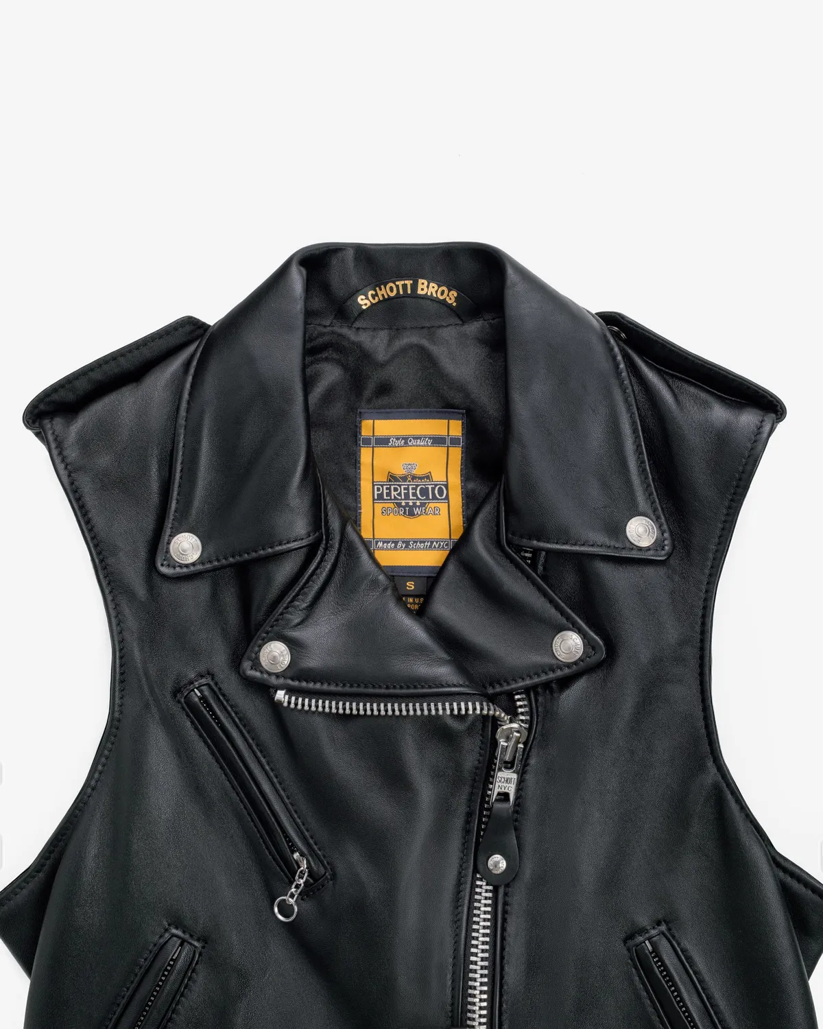 Schott NYC 210VW skinnvest svart lammeskinn dame