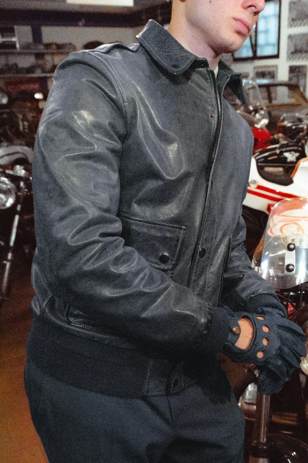 Matchless British Bomber skinnjakke naval-avio